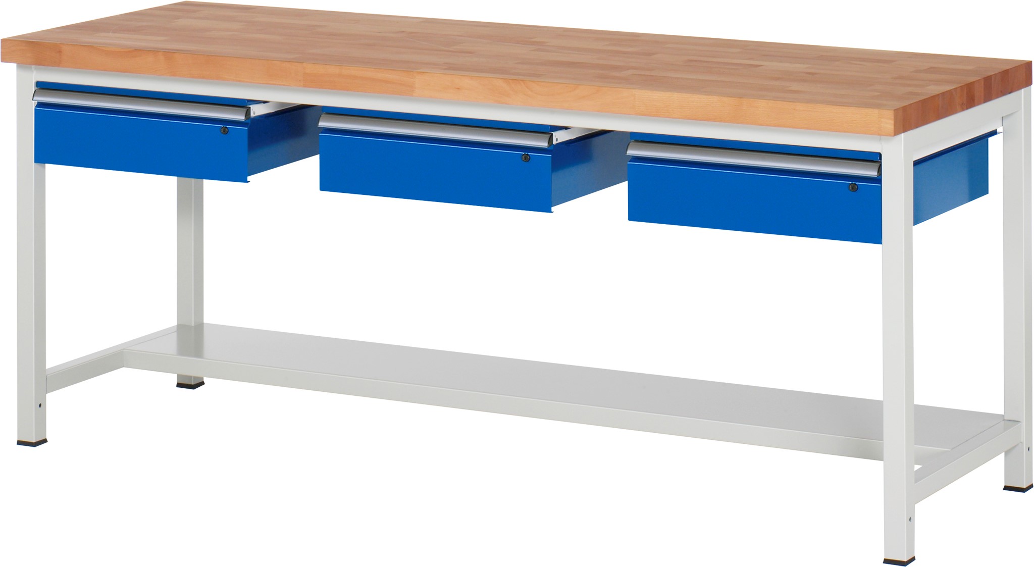 Werkbank Modell 8003, B 2000xT 700xH 840-1040mm, Buche-Massiv-Platte 40mm