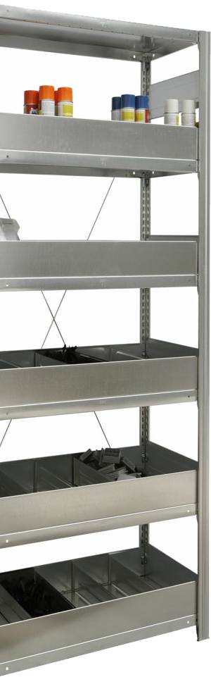 Kleinteilanbauregal mit Schüttensets Breite 875 mm