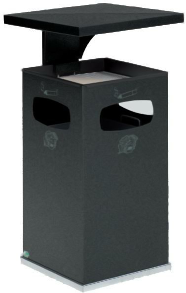 Abfallbehälter/Ascher antik-silber. Modell B32 mit Dach
