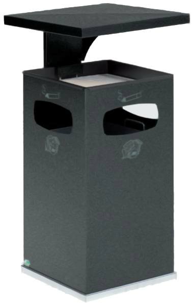Abfallbehälter/Ascher anthrazit RAL 7021, Modell B42 mit Dach