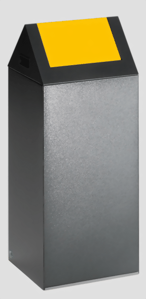 Wertstoffsammelgerät WSG 55 S Korpus antik-silber, Einwurfklappe verkehrsgelb