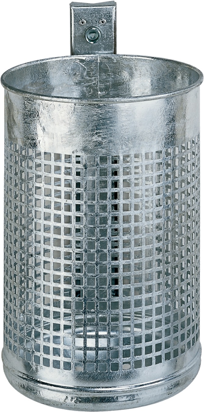 Wand-Abfallbehälter, Inhalt 20 Liter, feuerverzinkt, zur Wandbefestigung
