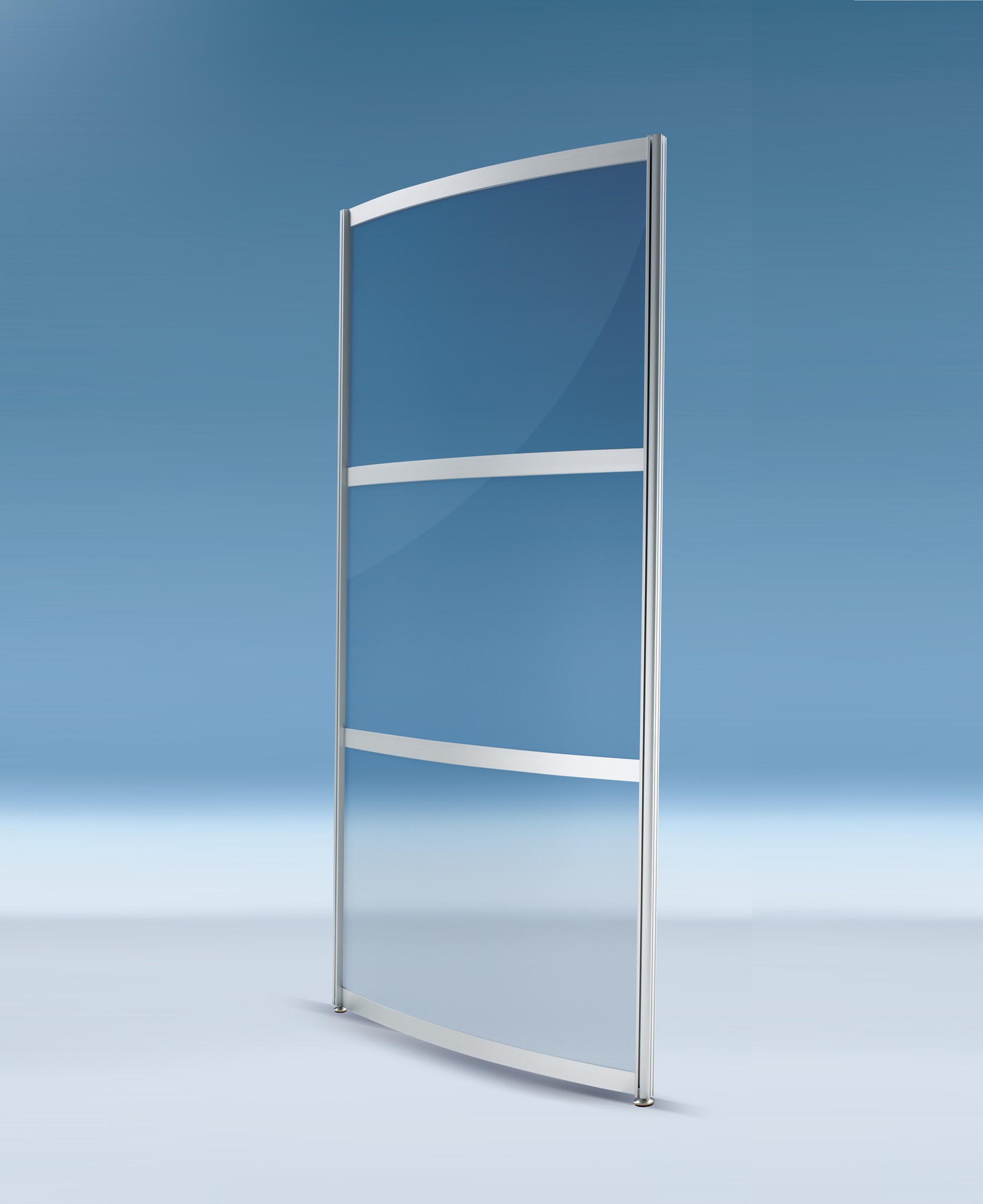 Trennwandmodul -gebogen, 3-teilig Kunstglas/Plexiglas vollverglast