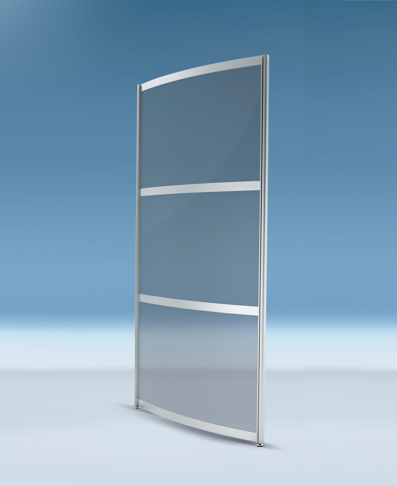 Trennwandmodul -gebogen, 3-teilig Kunstglas/Plexiglas undurchsichtig