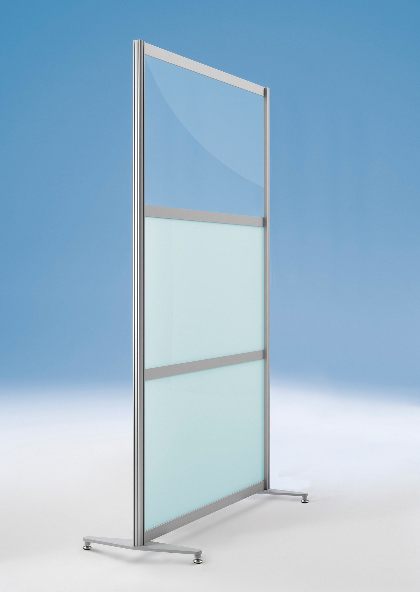 Freistehende Trennwand, ESG Sicherheitsglas kombiniert