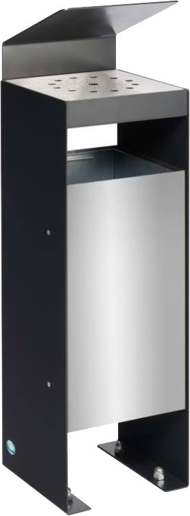 Abfallsammler mit Papierkorb mit Dach, schwarzgrau