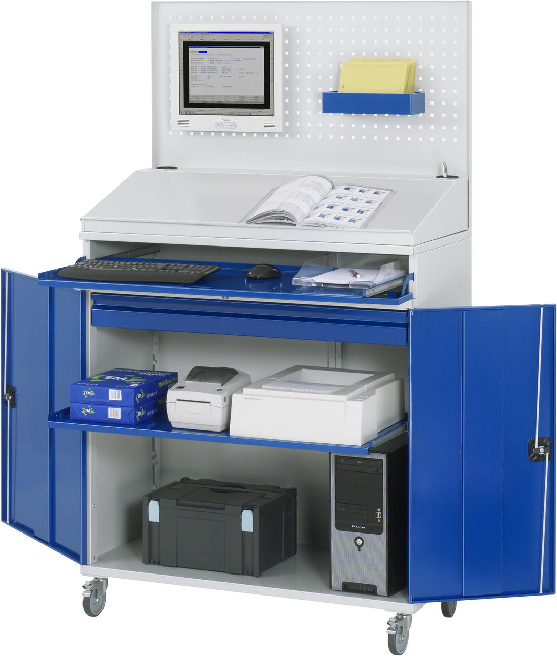 Computer-Schrank - Modell 61, B 1100 x T 520 x H 1860 mm