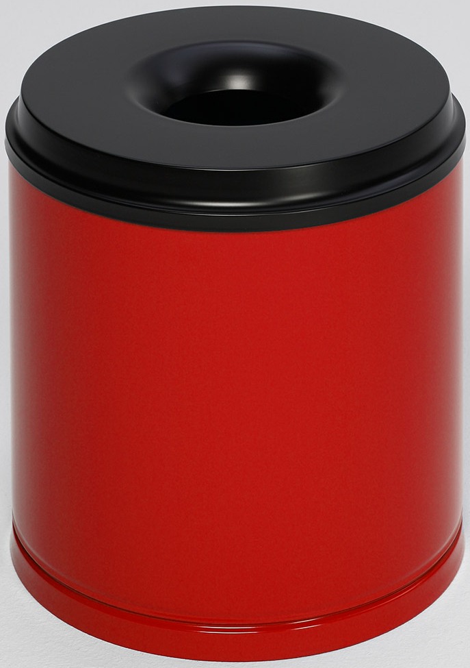 Papierkorb 30 Liter, RAL 3000 feuerrot, selbstlöschend