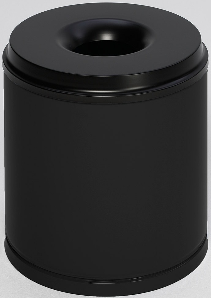 Papierkorb 30 Liter, RAL 9005 schwarz, selbstlöschend