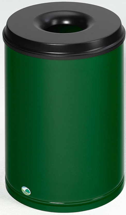 Papierkorb 50 Liter, RAL 6001 grün, selbstlöschend