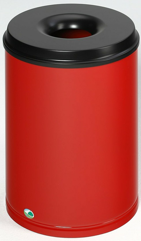 Papierkorb 50 Liter, RAL 3000 feuerrot, selbstlöschend