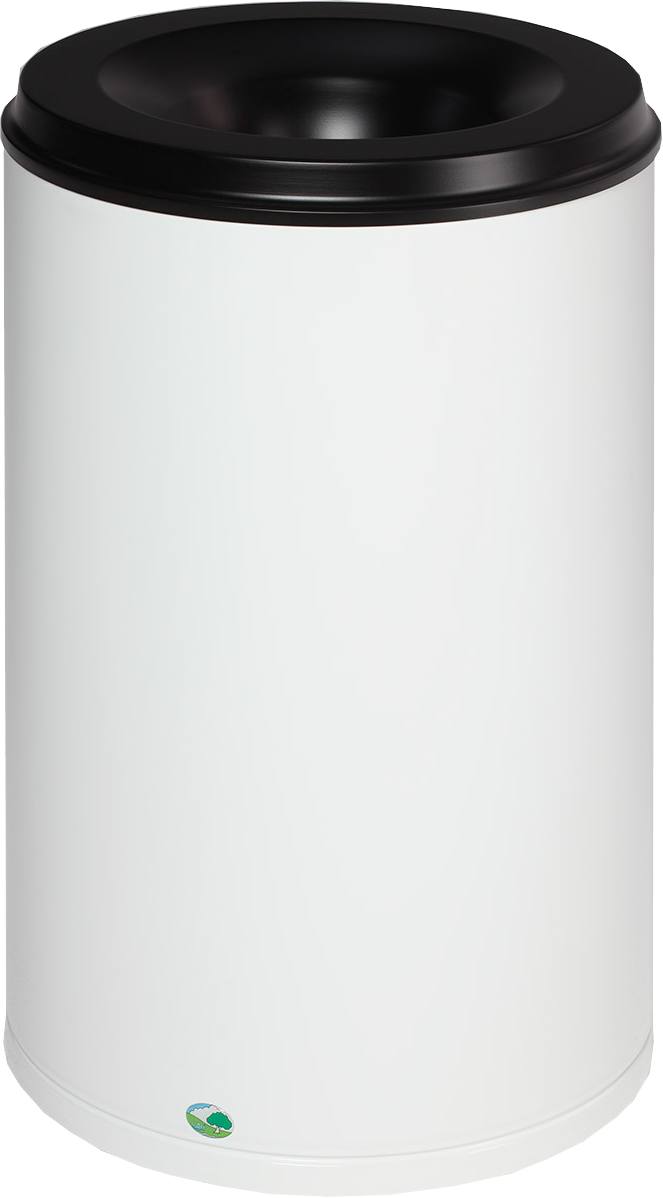 Papierkorb 50 Liter, RAL 9016 weiss, selbstlöschend