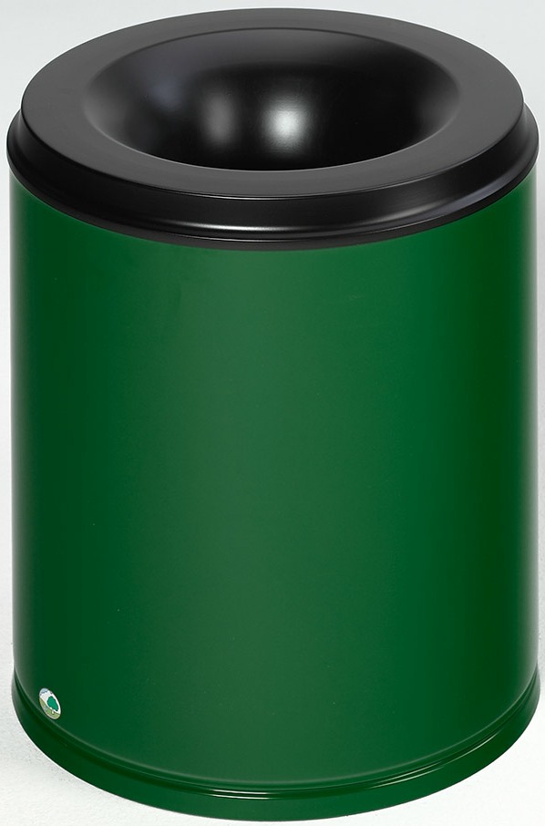 Papierkorb 80 Liter, RAL 6001 grün, selbstlöschend