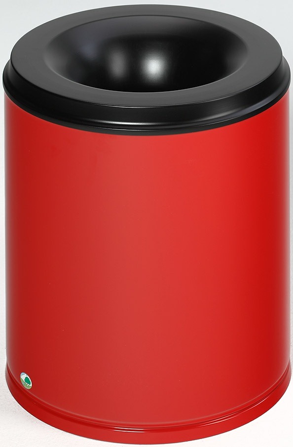 Papierkorb 80 Liter, RAL 3000 feuerrot, selbstlöschend