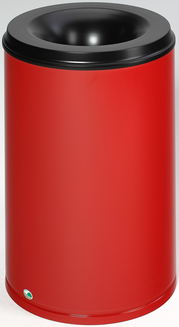Papierkorb 110 Liter, RAL 3000 feuerrot, selbstlöschend