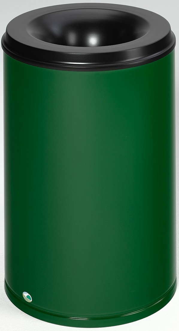Papierkorb 110 Liter, RAL 6001 grün, selbstlöschend