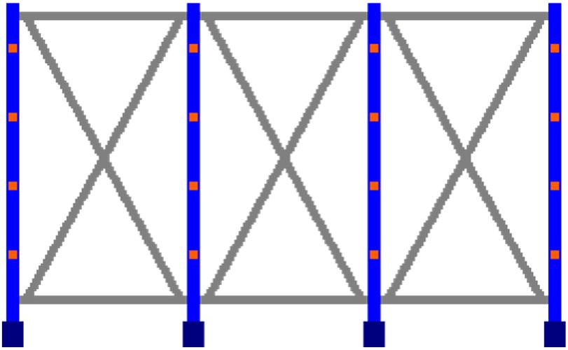 Kragarmregal zweiseitig, 3 Felder, Höhe 2000 mm, Armtiefe 2x400-700 mm