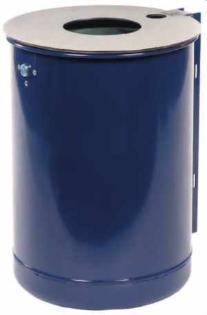 Wand-Abfallbehälter mit Ascher, Inhalt 50 Liter, Edelstahl + pulverbeschichtet, zur Wandbefestigung