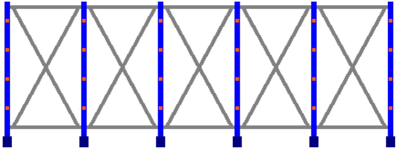 Kragarmregal zweiseitig, 5 Felder, Höhe 2000 mm, Armtiefe 2x400-700 mm