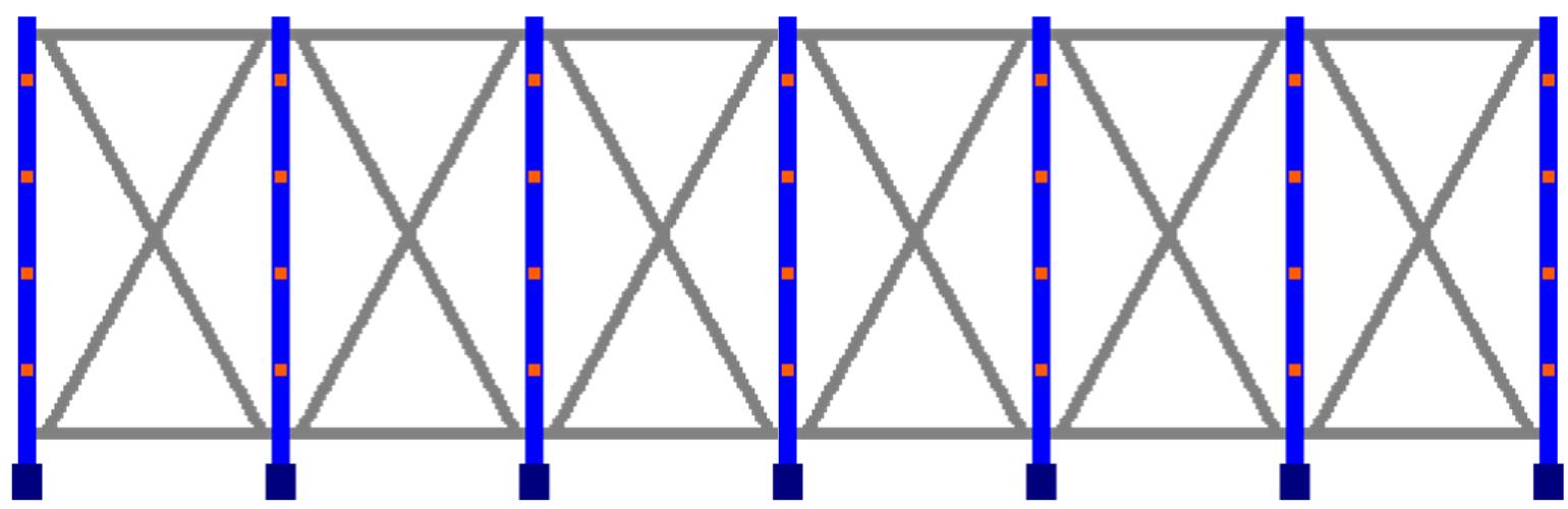 Kragarmregal zweiseitig, 6 Felder, Höhe 2000 mm, Armtiefe 2x400-700 mm