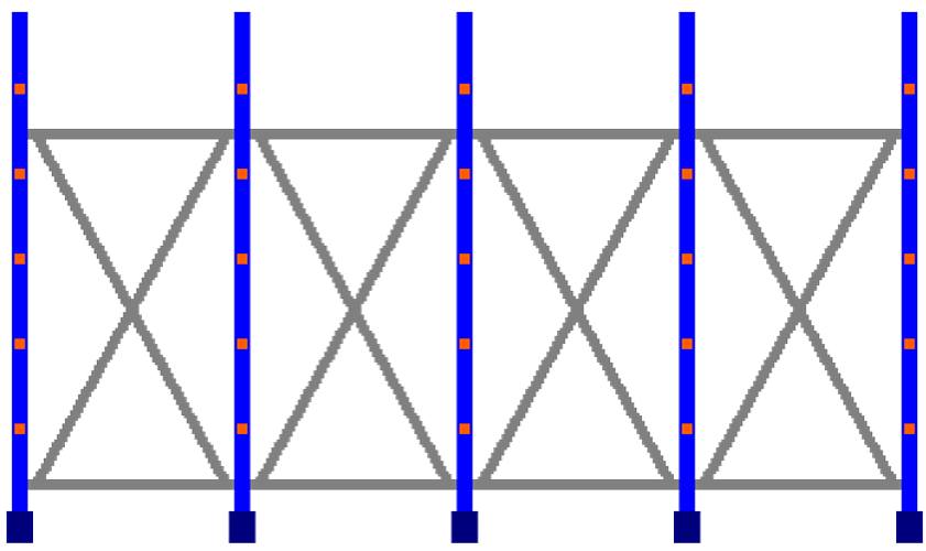Kragarmregal doppelseitig, 4 Felder, Höhe 2500 mm, Armtiefe 2x400-700 mm