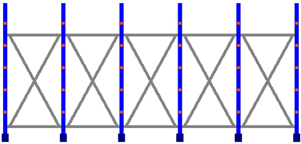 Kragarmregal doppelseitig, 5 Felder, Höhe 2500 mm, Armtiefe 2x400-700 mm