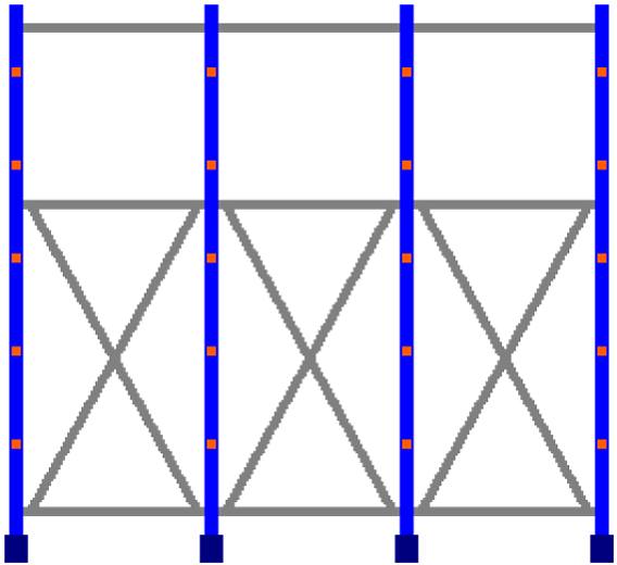 Kragarmregal doppelseitig, 3 Felder, Höhe 3000 mm, Armtiefe 2x400-700 mm