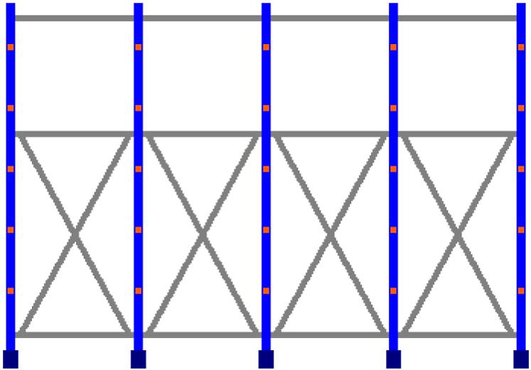 Kragarmregal doppelseitig, 4 Felder, Höhe 3000 mm, Armtiefe 2x400-700 mm