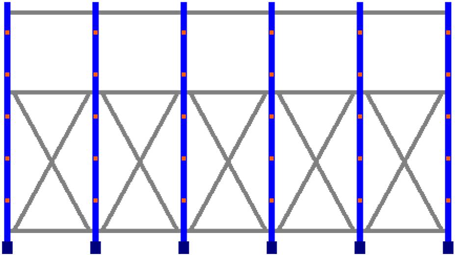 Kragarmregal doppelseitig, 5 Felder, Höhe 3000 mm, Armtiefe 2x400-700 mm