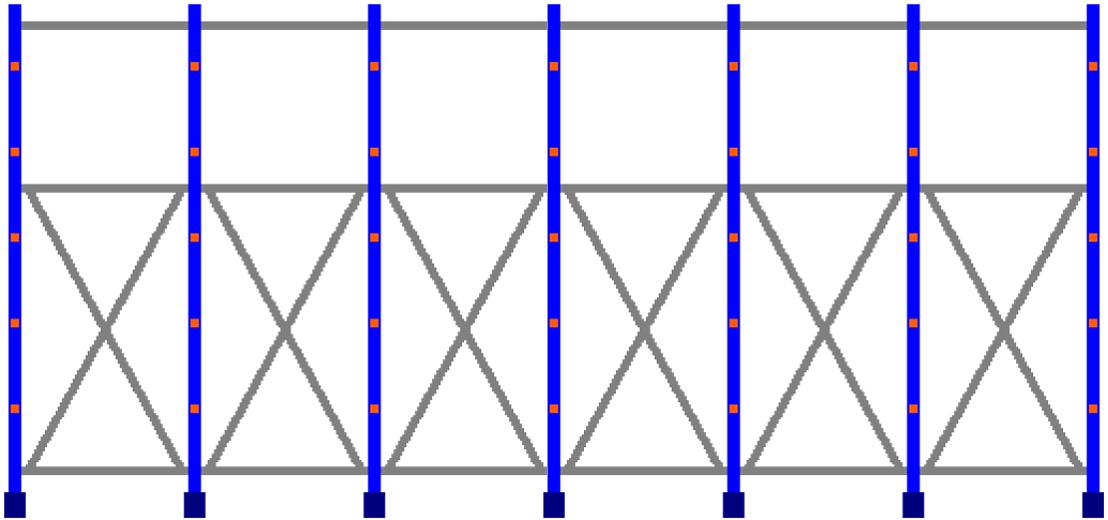 Kragarmregal doppelseitig, 6 Felder, Höhe 3000 mm, Armtiefe 2x400-700 mm