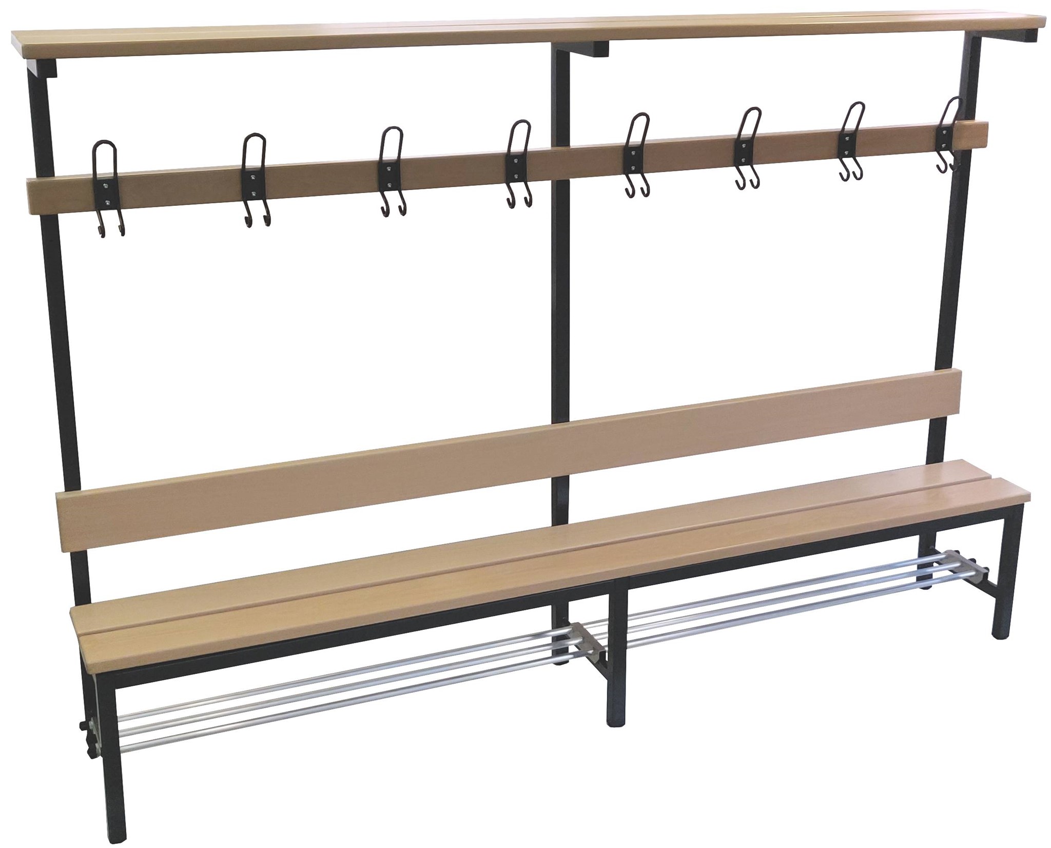 Einseitige Sitzbank Kinder mit Effektenablage, Länge 1500 mm, Tiefe 320 mm