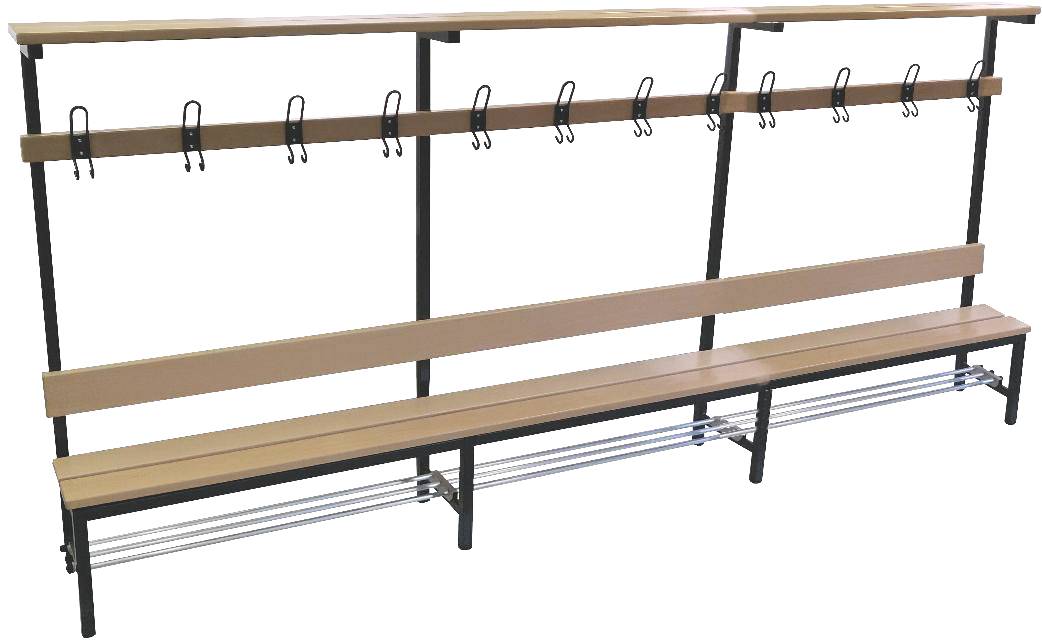 Einseitige Sitzbank Kinder mit Effektenablage, Länge 2500 mm, Tiefe 320 mm