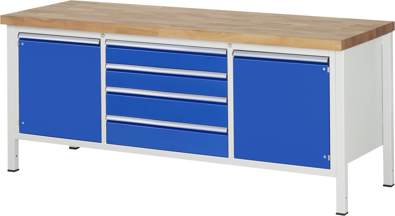 Werkbank Modell 8752, B 2000xT 700xH 840-1040mm, Buche-Massiv-Platte 40mm