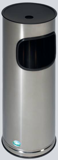 Abfallbehälter mit Ascher, Inhalt 17 Liter, Edelstahl