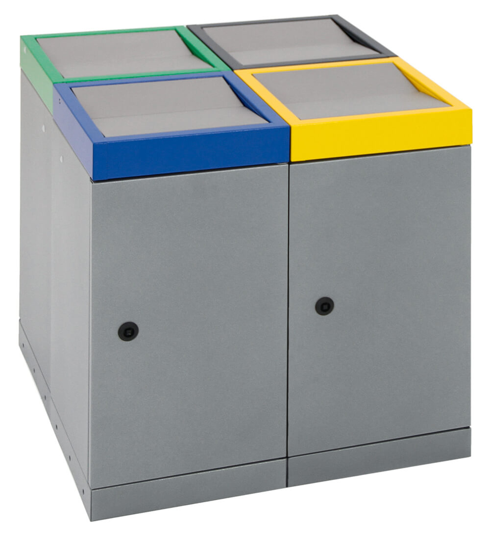 Abfalltrennsystem ProTec-Plus, 4er-Insel mit je 30 Liter