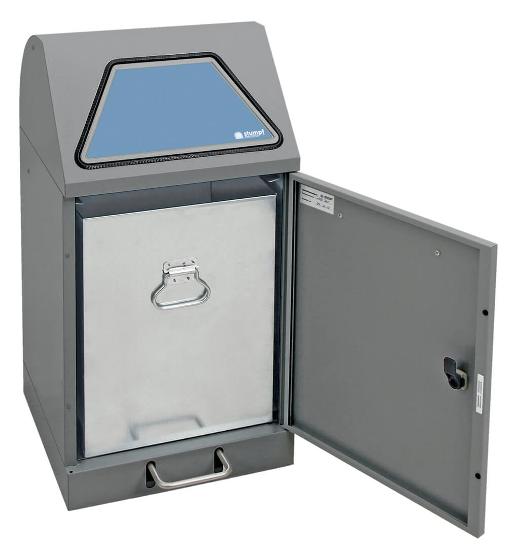 Abfalltrennsystem Modell Vario 45 Liter, mit Trethebel,  mit verzinktem Innenbehälter graualu-struktur