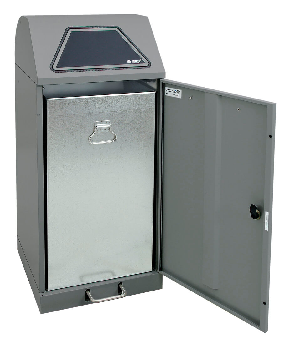 Abfalltrennsystem Modell Vario 120 Liter, mit Trethebel,  mit verzinktem Innenbehälter graualu-struktur