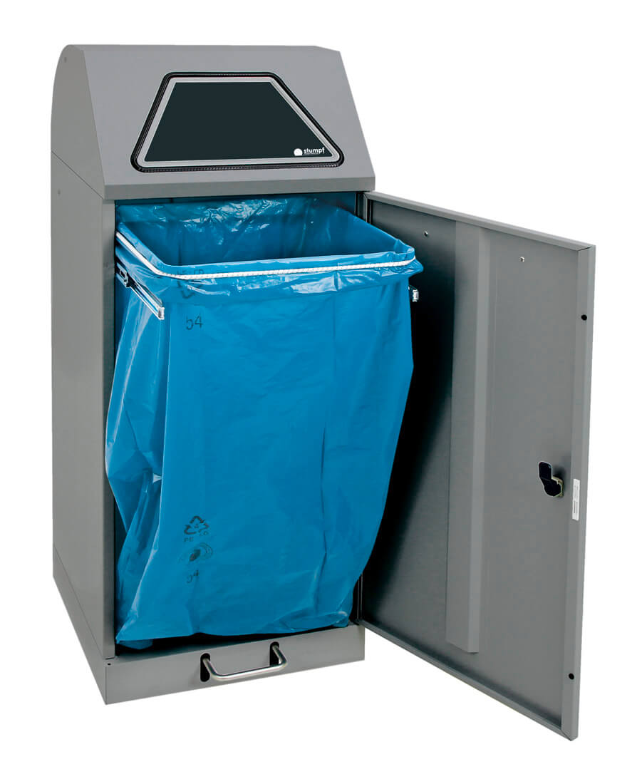 Abfalltrennsystem Modell Vario 120 Liter, mit Trethebel, mit ProSlide©-System graualu-struktur