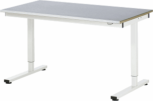 Arbeitstisch Serie RHE, B 1500 x T 800 x H 740-1040 mm, Stahlblechbelag-Platte 25 mm
