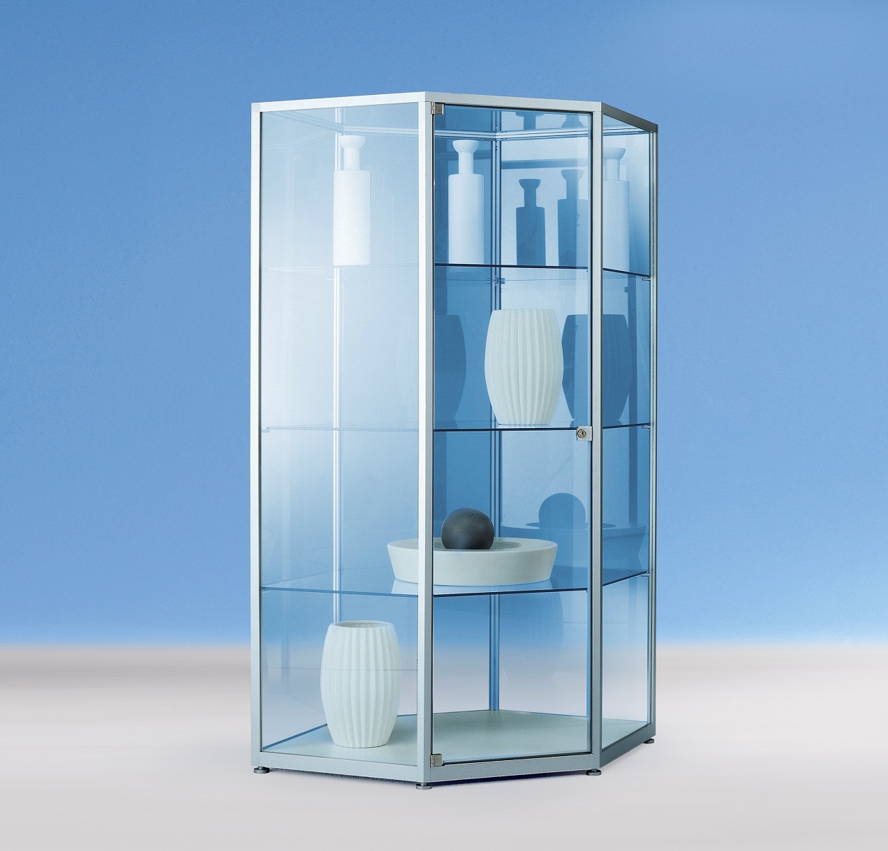 6-eckige Designvitrine 1740x1018x600 mm HxBxT