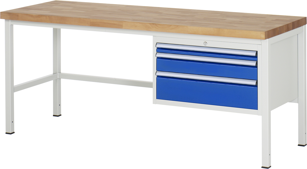 Werkbank Modell 8226, B 2000xT 700xH 840-1040mm, Buche-Massiv-Platte 40mm