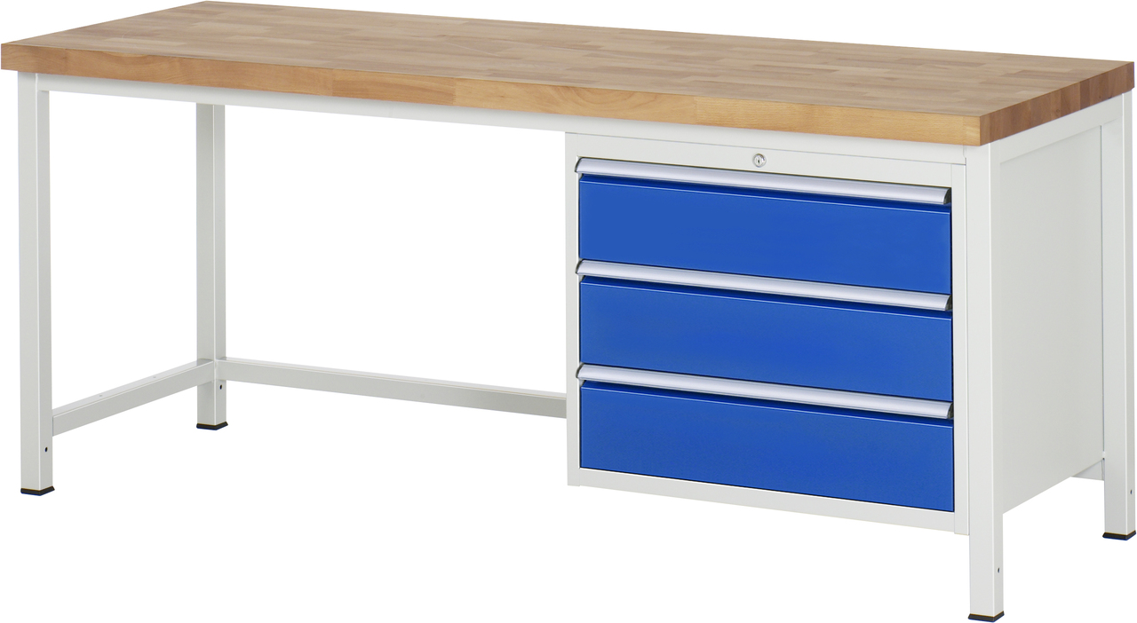 Werkbank Modell 8257, B 2000xT 700xH 840-1040mm, Buche-Massiv-Platte 40mm