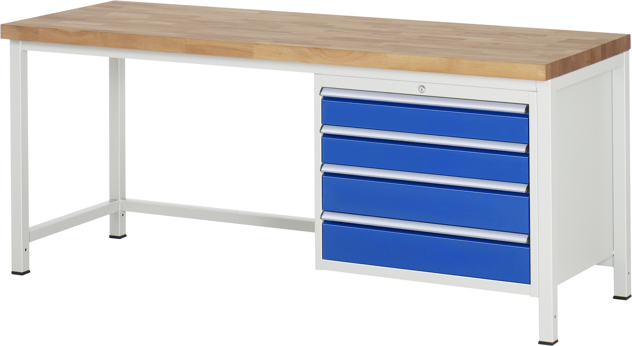 Werkbank Modell 8262, B 2000xT 700xH 840-1040mm, Buche-Massiv-Platte 40mm