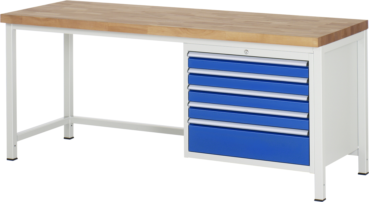 Werkbank Modell 8268, B 2000xT 700xH 840-1040mm, Buche-Massiv-Platte 40mm