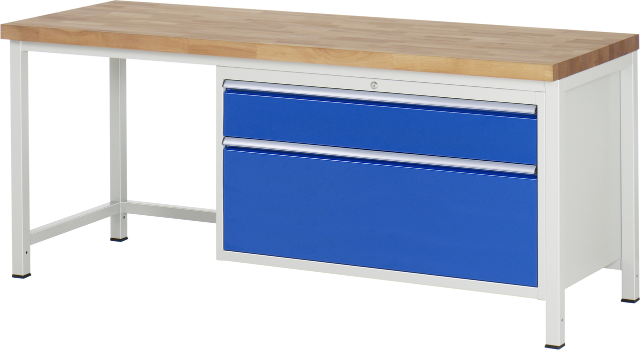 Werkbank Modell 8356, B 2000xT 700xH 840-1040mm, Buche-Massiv-Platte 40mm