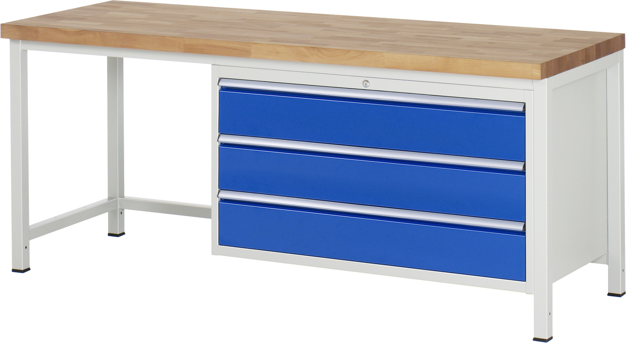 Werkbank Modell 8357, B 2000xT 700xH 840-1040mm, Buche-Massiv-Platte 40mm