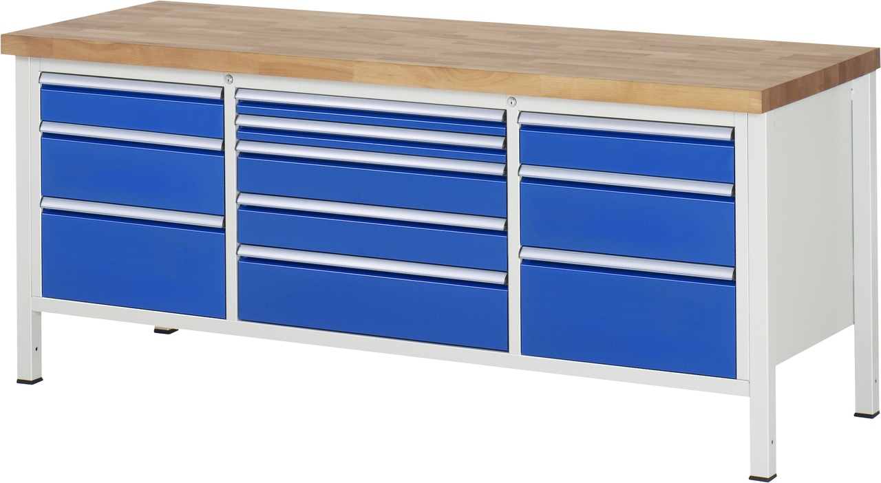 Werkbank Modell 8758, B 2000xT 700xH 840-1040mm, Buche-Massiv-Platte 40mm