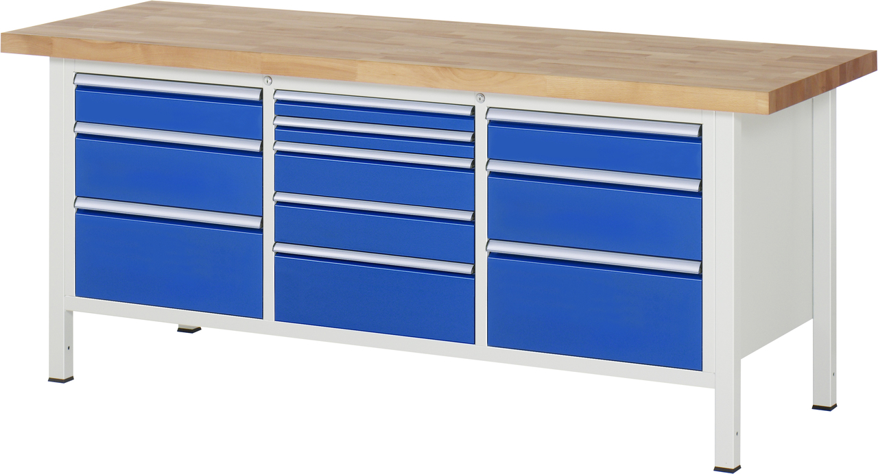 Werkbank Modell 8578, B 2000xT 700xH 840-1040mm, Buche-Massiv-Platte 40mm