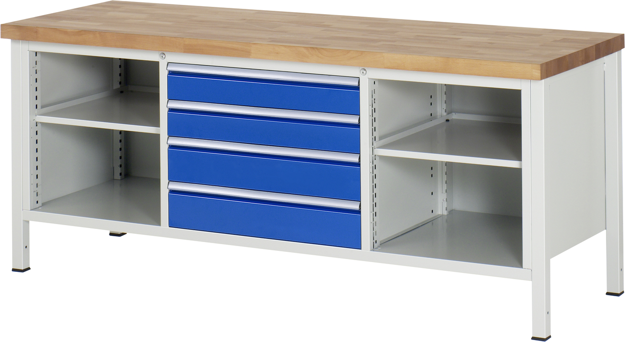 Werkbank Modell 8751, B 2000xT 700xH 840-1040mm, Buche-Massiv-Platte 40mm