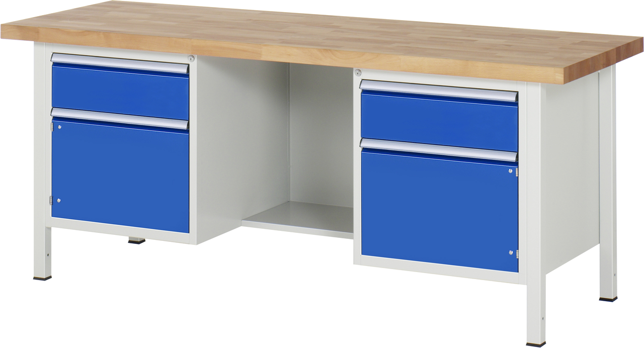 Werkbank Modell 8551, B 2000xT 700xH 840-1040mm, Buche-Massiv-Platte 40mm